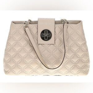 Kate Spade Bag Elena Astor Court Beige Quilted Leather Shoulder Purse Tote NYC